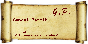 Gencsi Patrik névjegykártya